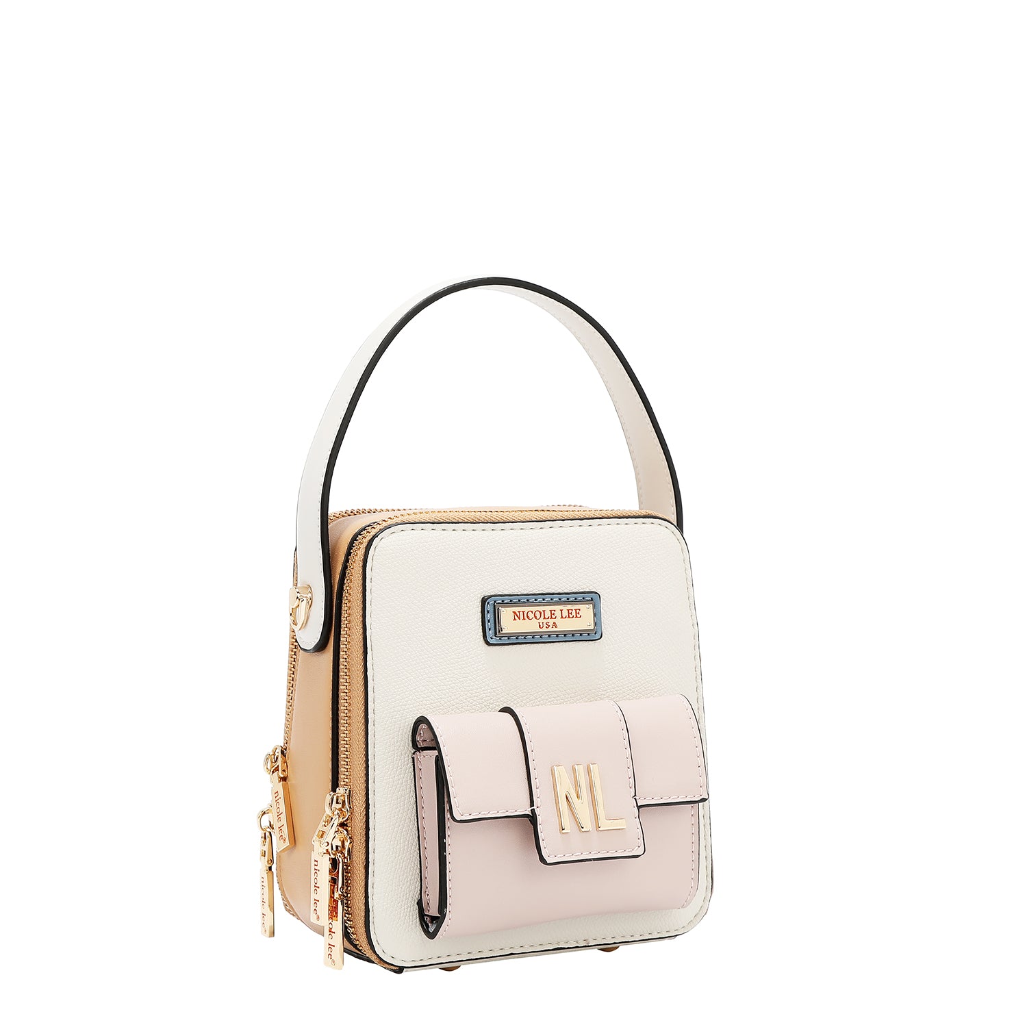 Bandolera with pocket and color blocks (white)