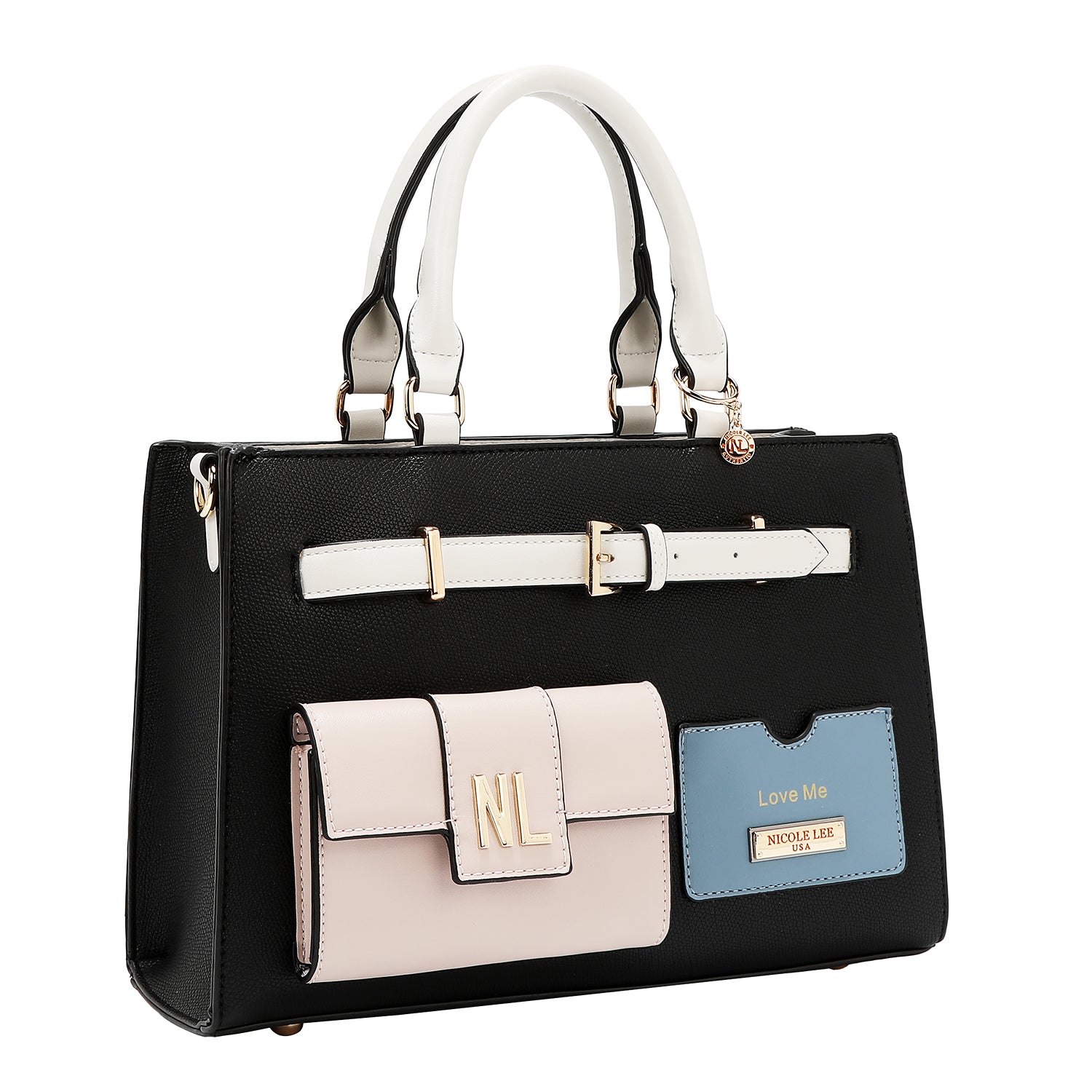 Pocket bag with color blocks (black)