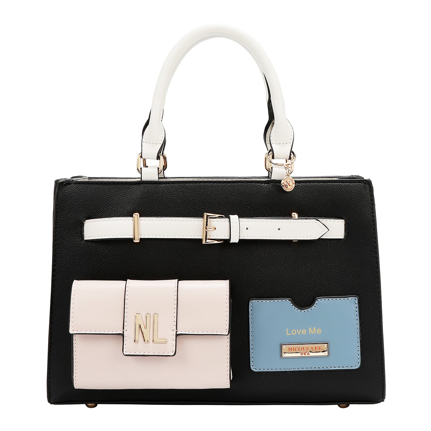 Pocket bag with color blocks (black)