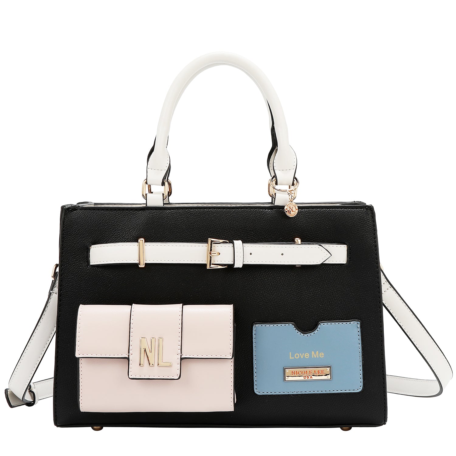Pocket bag with color blocks (black)