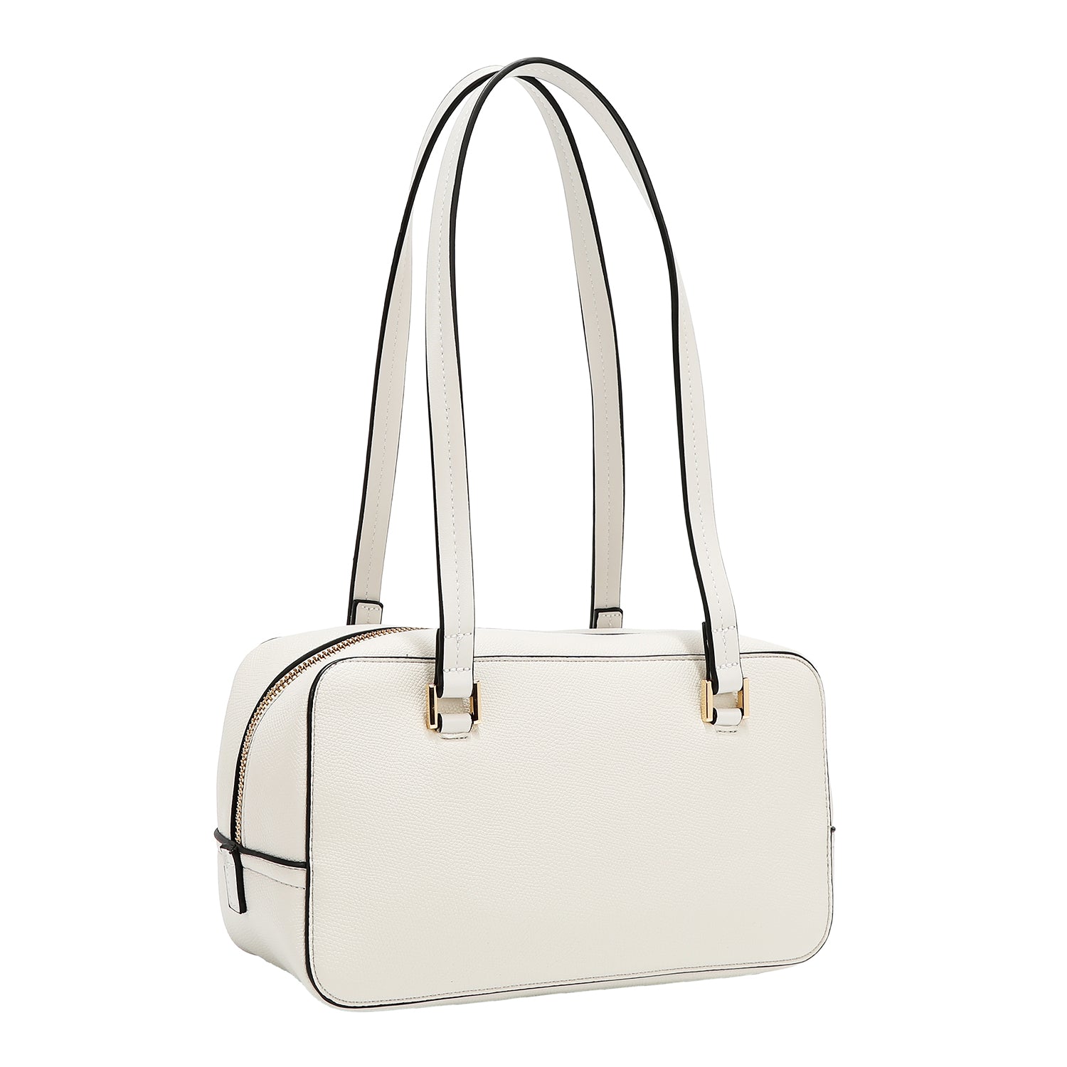 Shoulder bag with pocket and color blocks (white)
