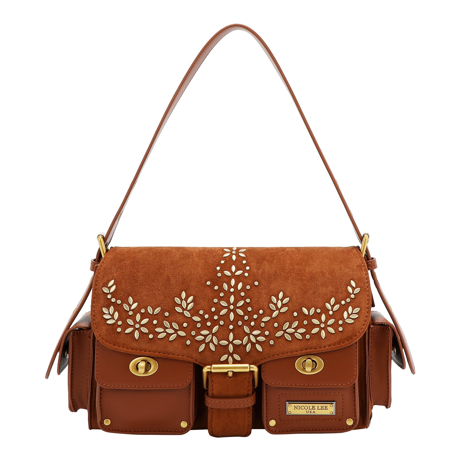 HANDTASCHE MIT BLUMENDESIGN (BRAUN)