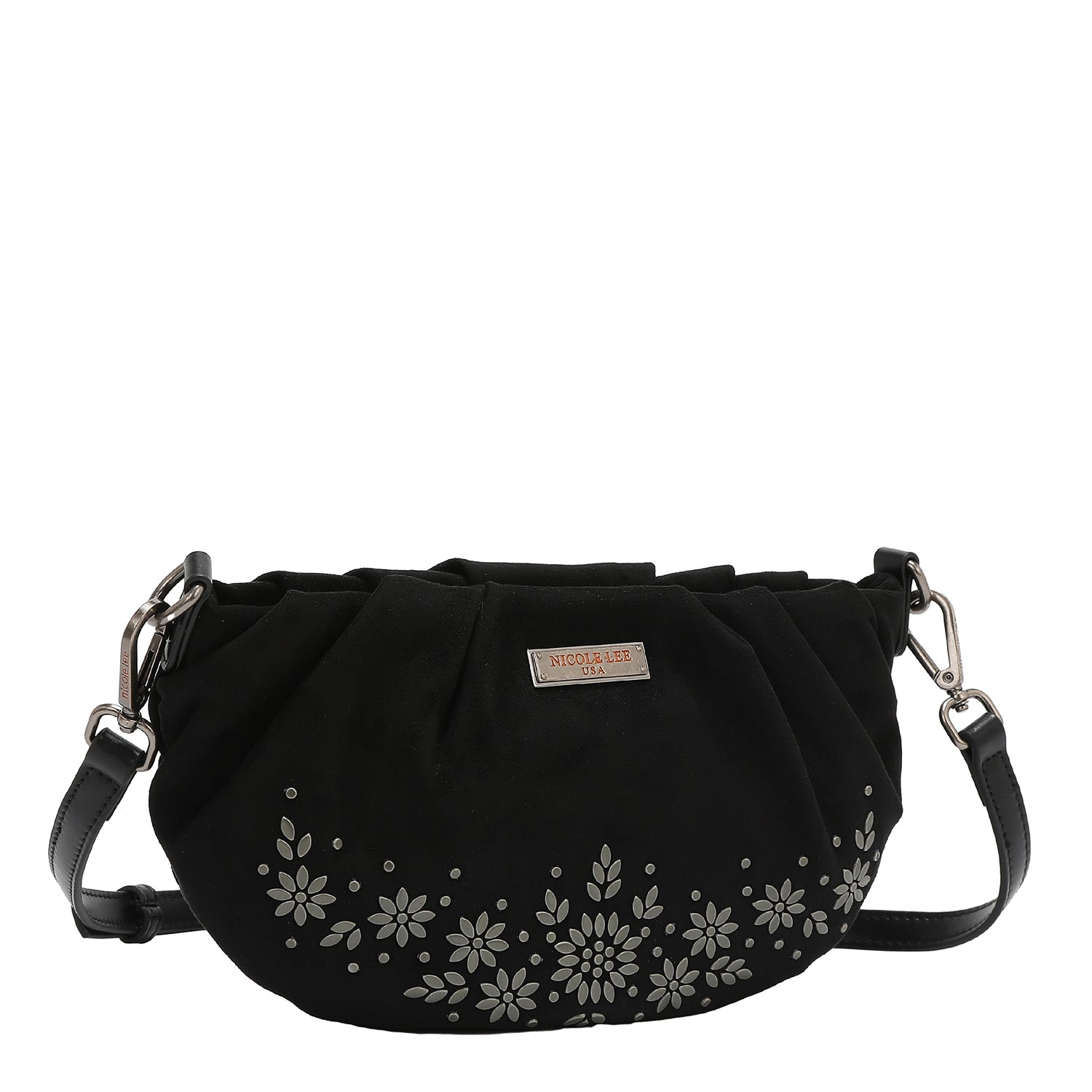 BANDOLERA CON DISEÑO FLORAL (NEGRO)