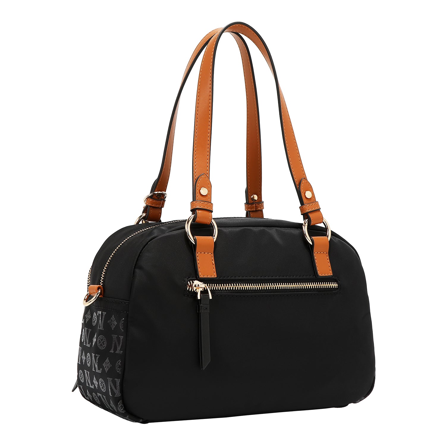 BOSTON BAG WITH MONOGRAM LOGO (BLACK)