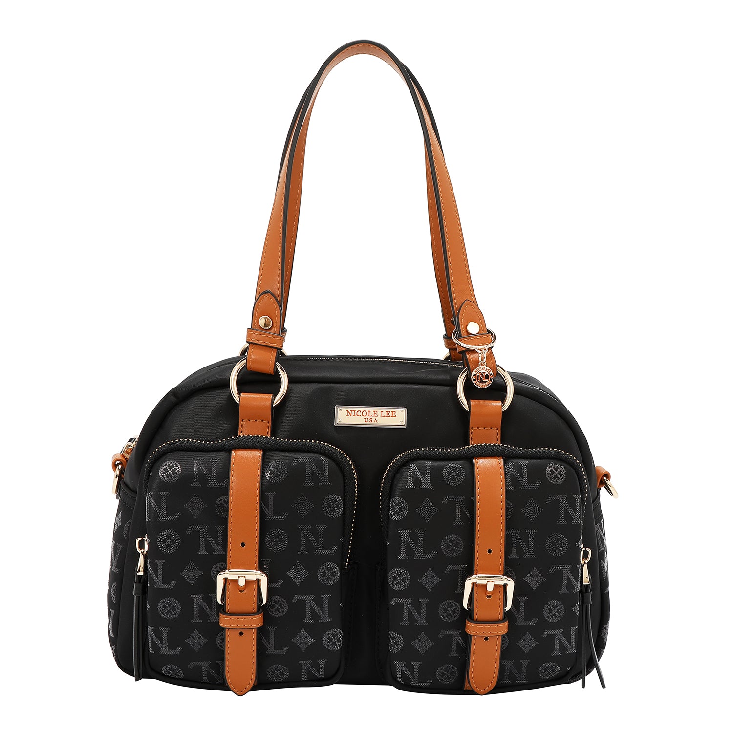 BOSTON BAG WITH MONOGRAM LOGO (BLACK)