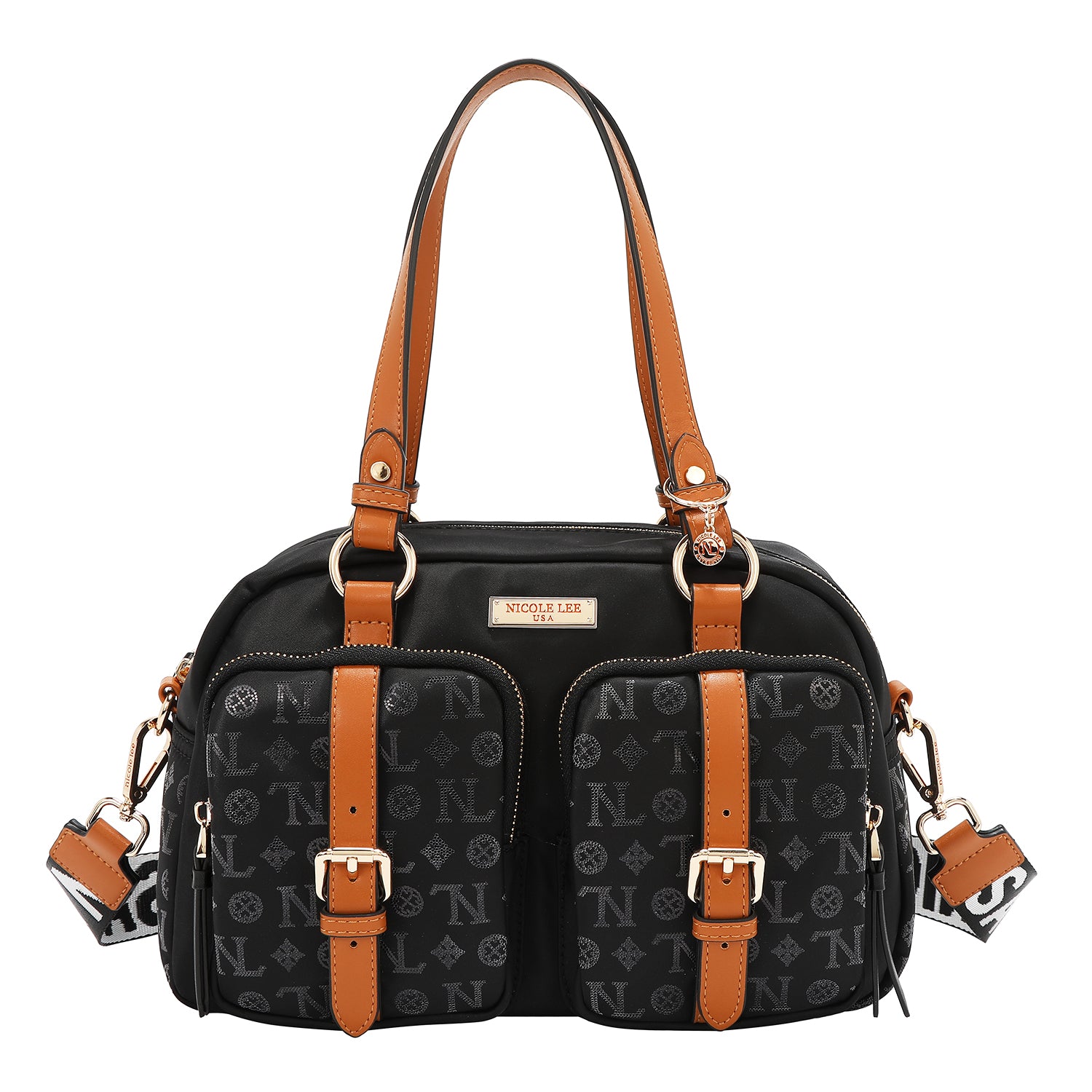 BOSTON BAG WITH MONOGRAM LOGO (BLACK)