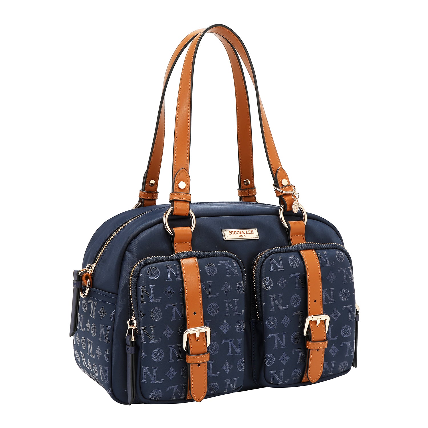BOSTON BAG WITH MONOGRAM LOGO (BLUE)