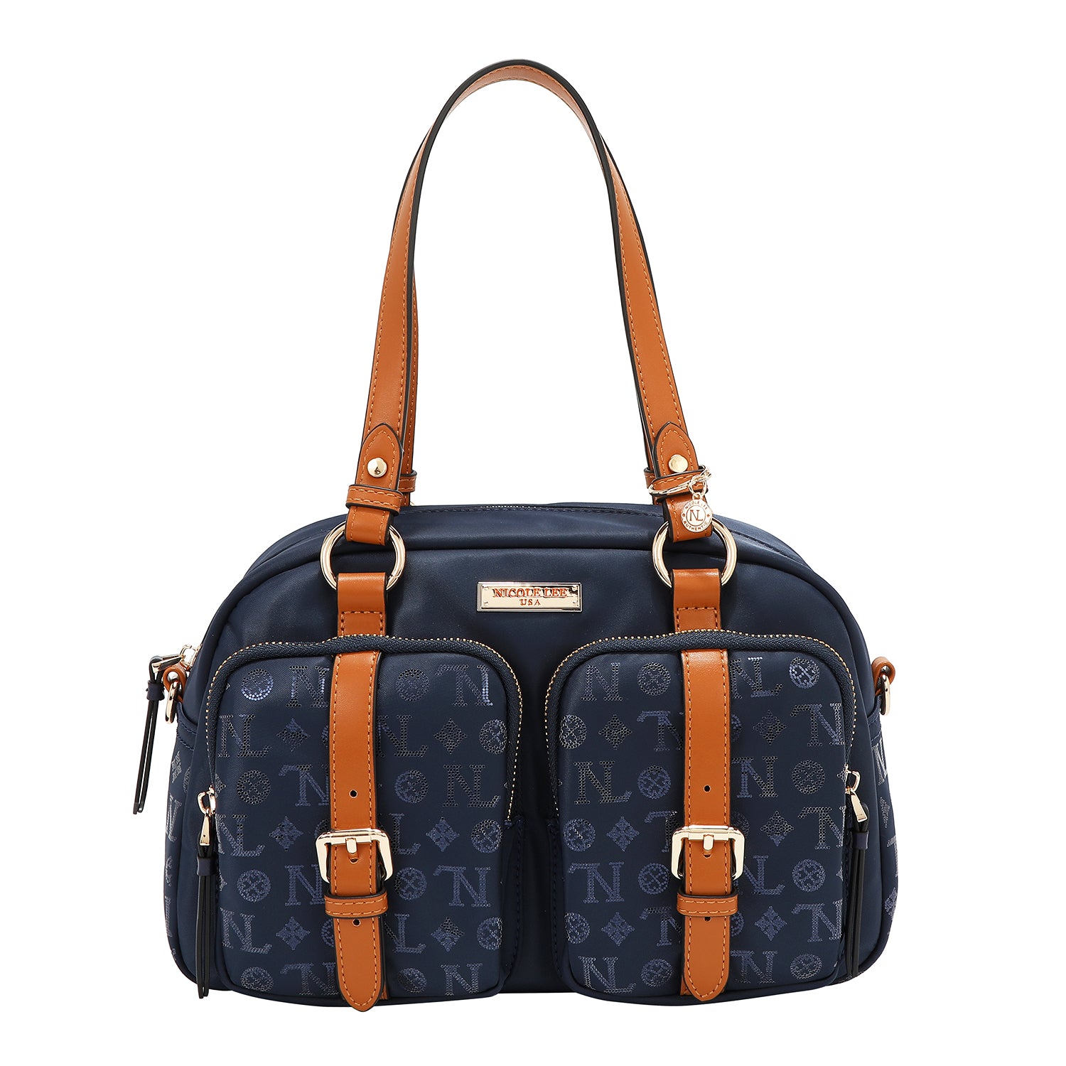 BOSTON BAG WITH MONOGRAM LOGO (BLUE)