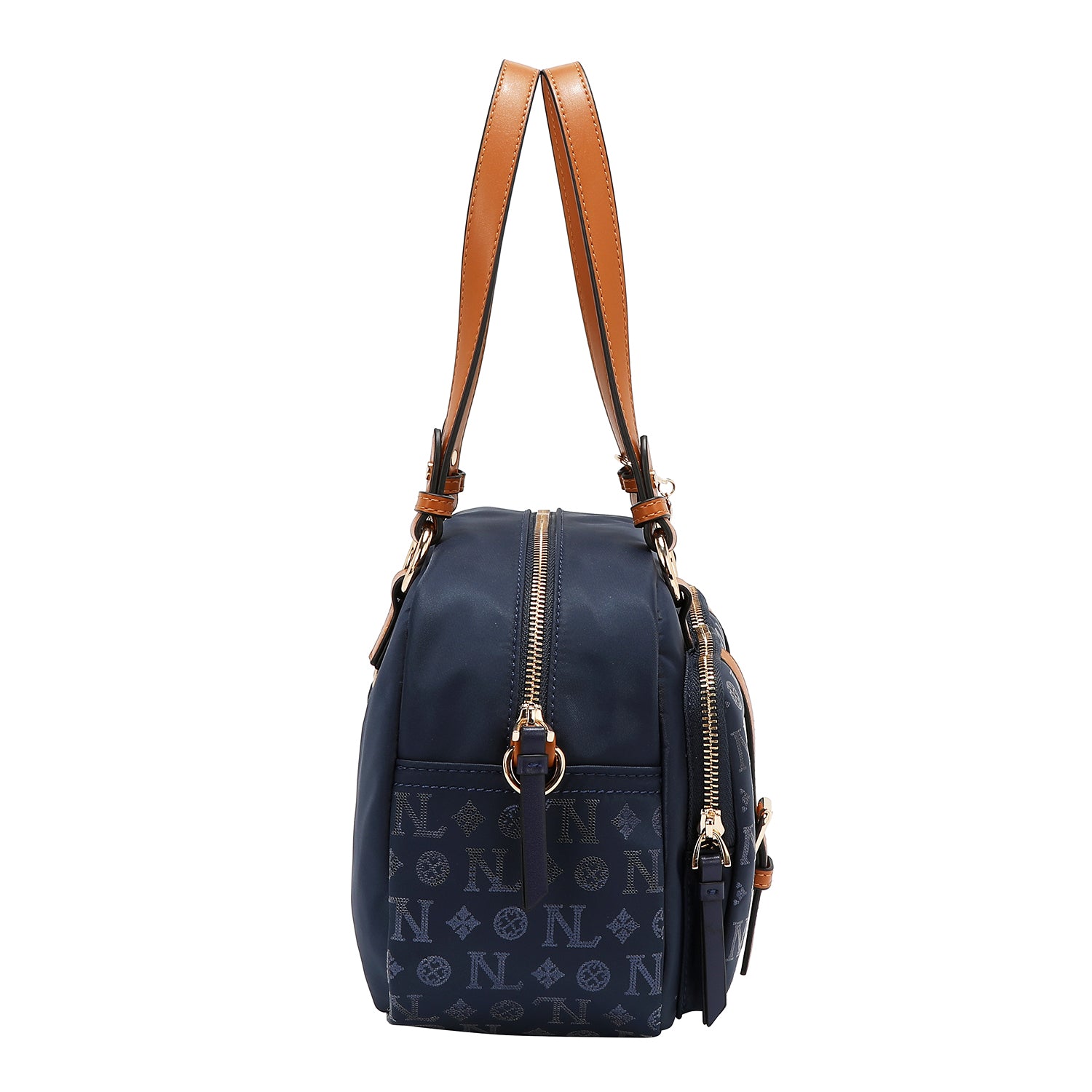 BOSTON BAG WITH MONOGRAM LOGO (BLUE)