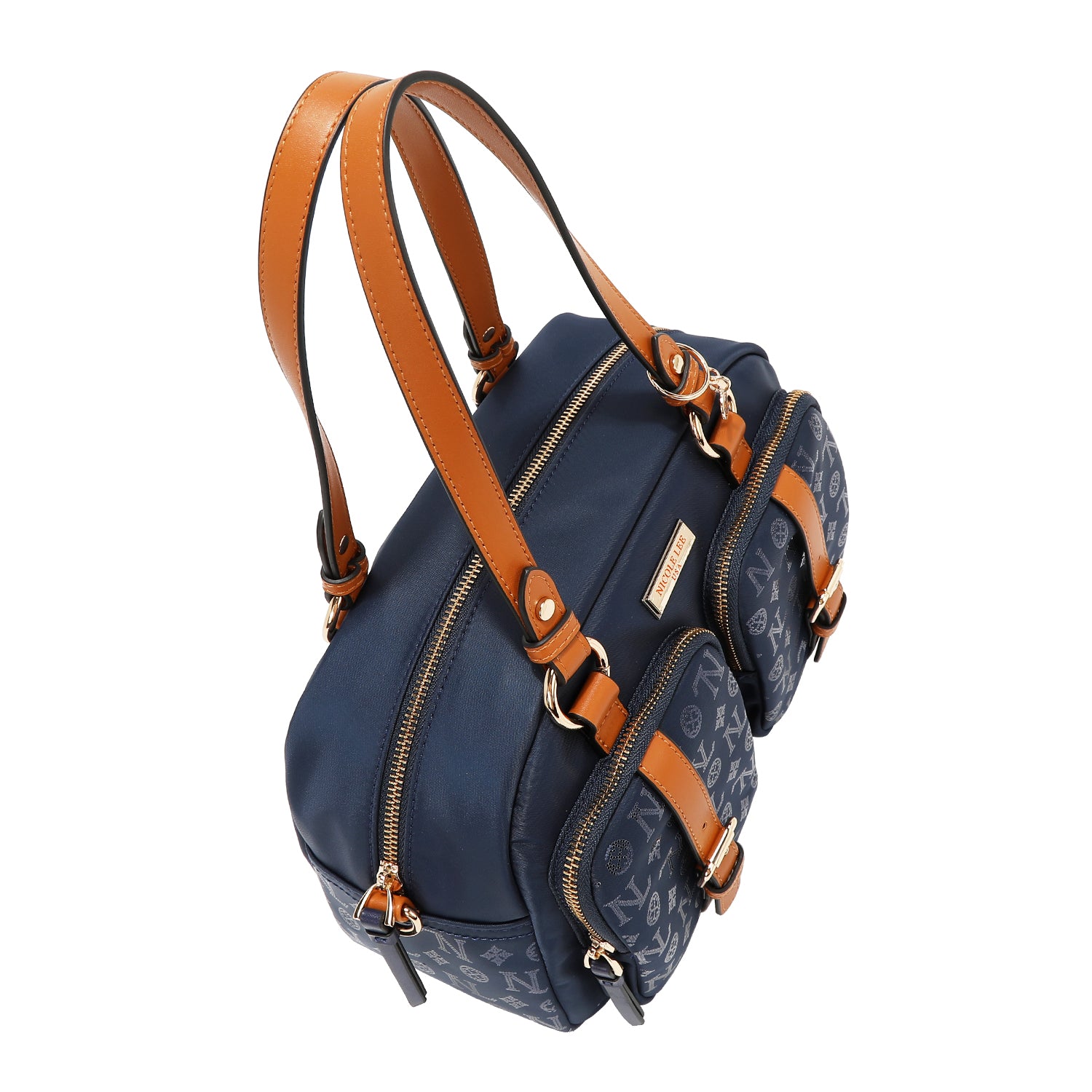 BOSTON BAG WITH MONOGRAM LOGO (BLUE)