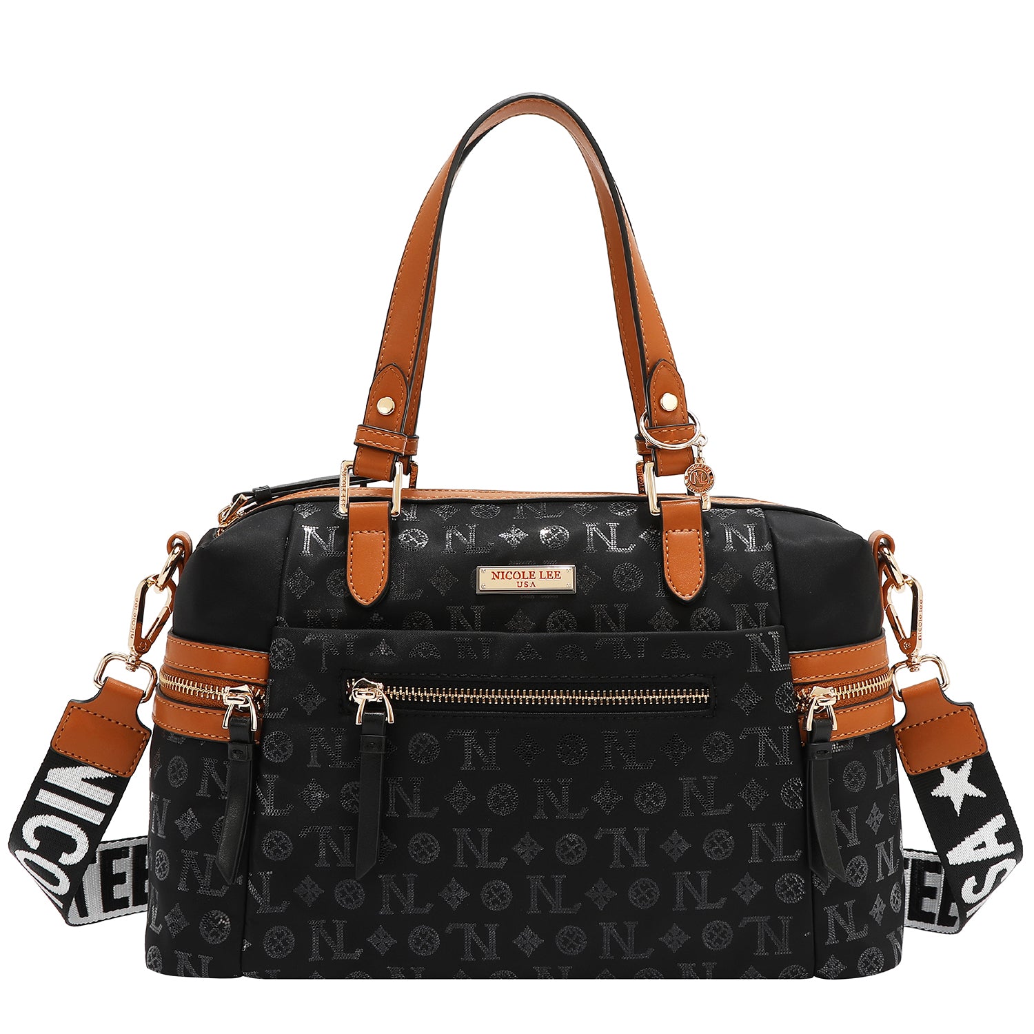 SATCHEL BAG WITH MONOGRAM LOGO (BLACK)