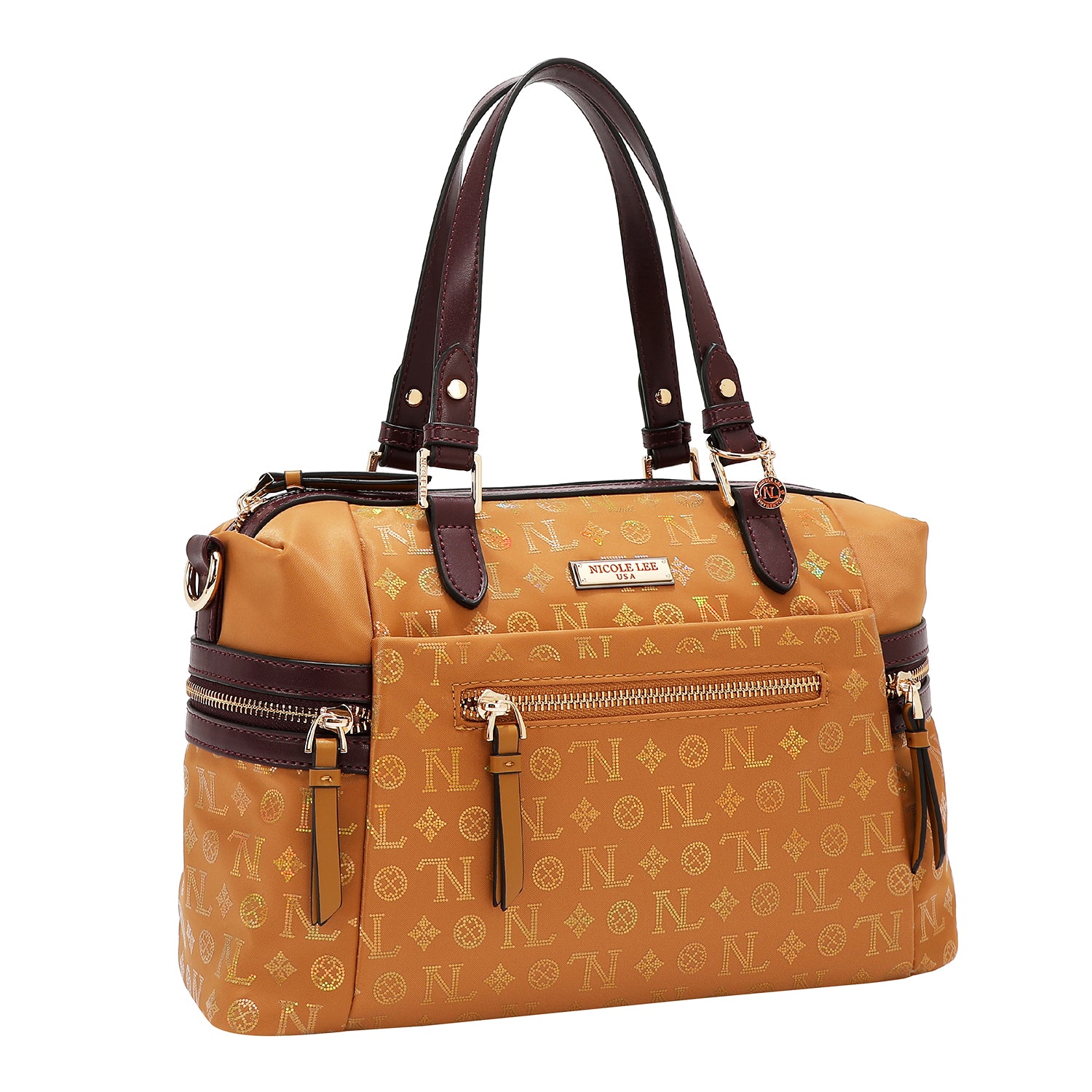 SATCHEL BAG WITH MONOGRAM LOGO (CAMEL)
