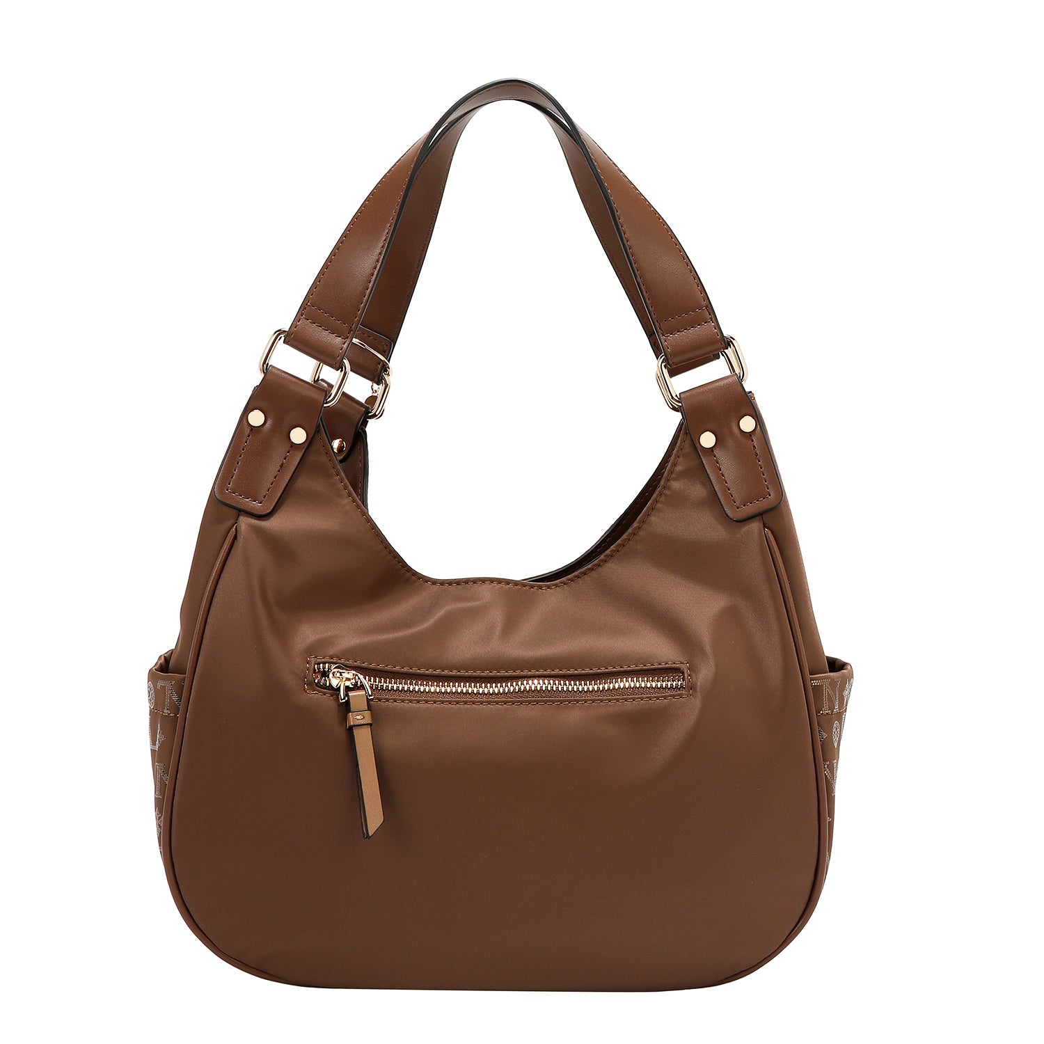 BORSA A TRACOLLA CON LOGO MONOGRAMMA (MARRONE)