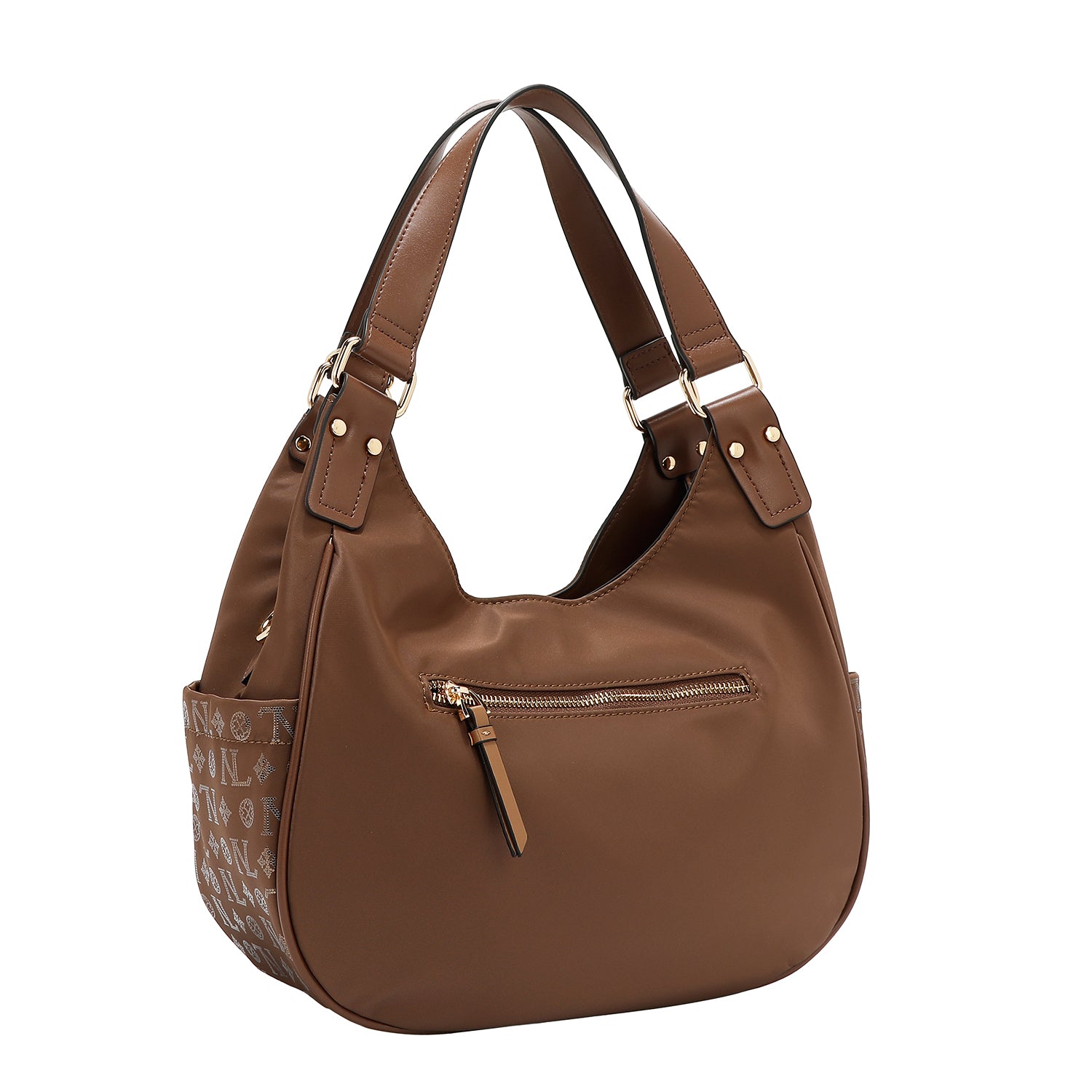 BORSA A TRACOLLA CON LOGO MONOGRAMMA (MARRONE)