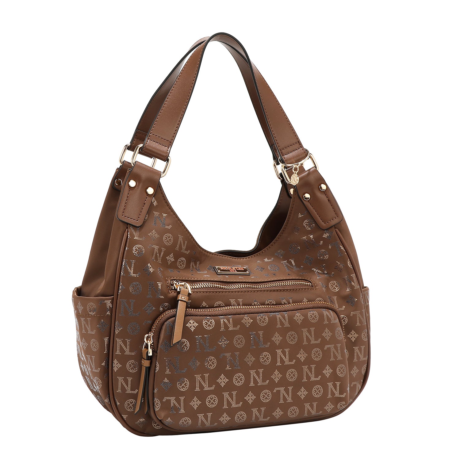 BORSA A TRACOLLA CON LOGO MONOGRAMMA (MARRONE)
