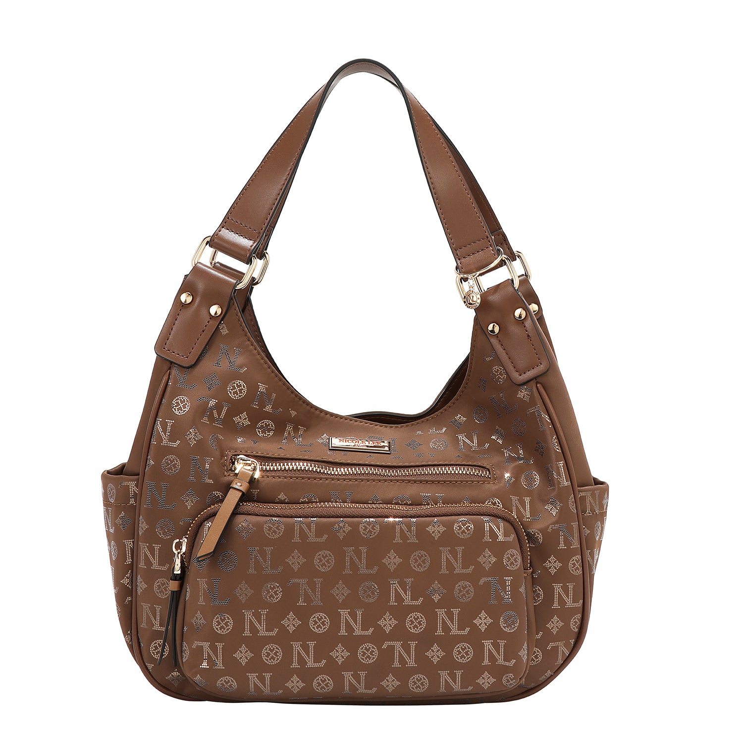 BORSA A TRACOLLA CON LOGO MONOGRAMMA (MARRONE)