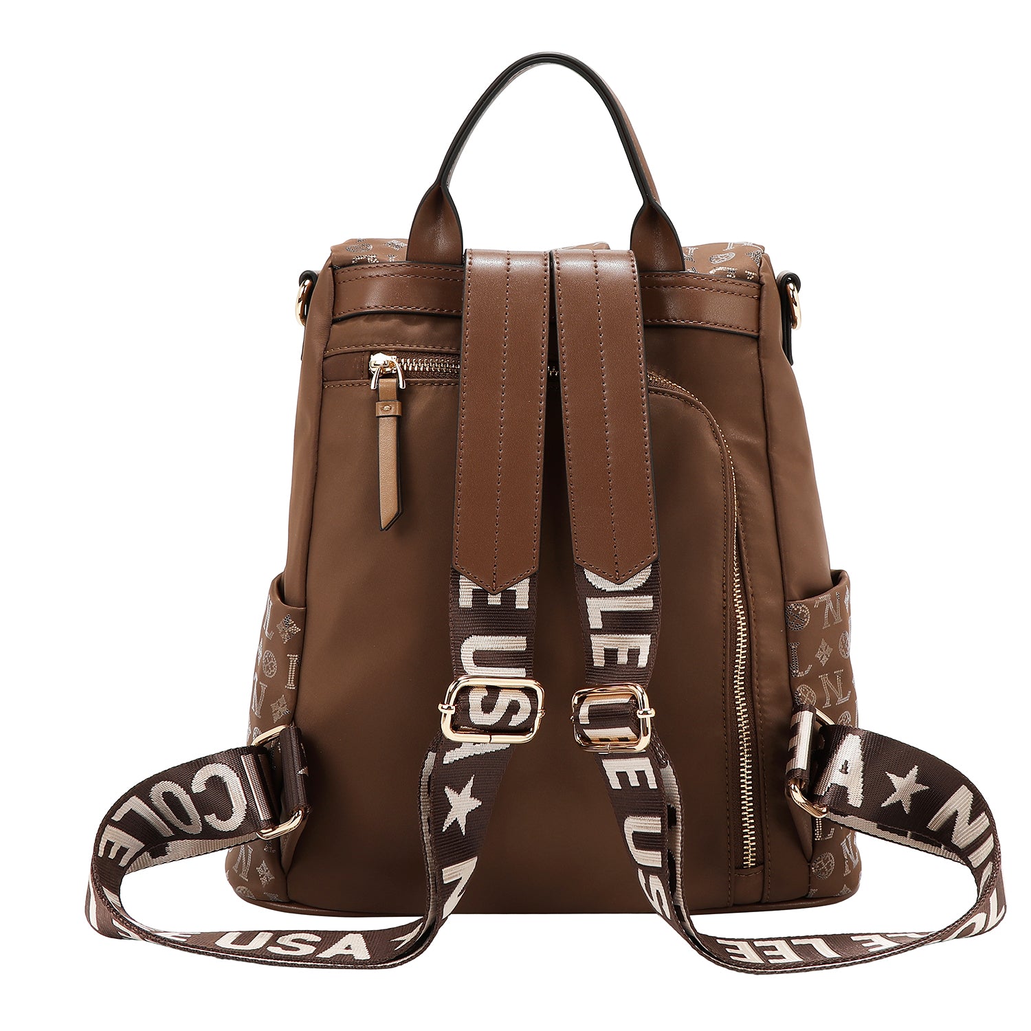 BACKPACK WITH MONOGRAM LOGO (BROWN)
