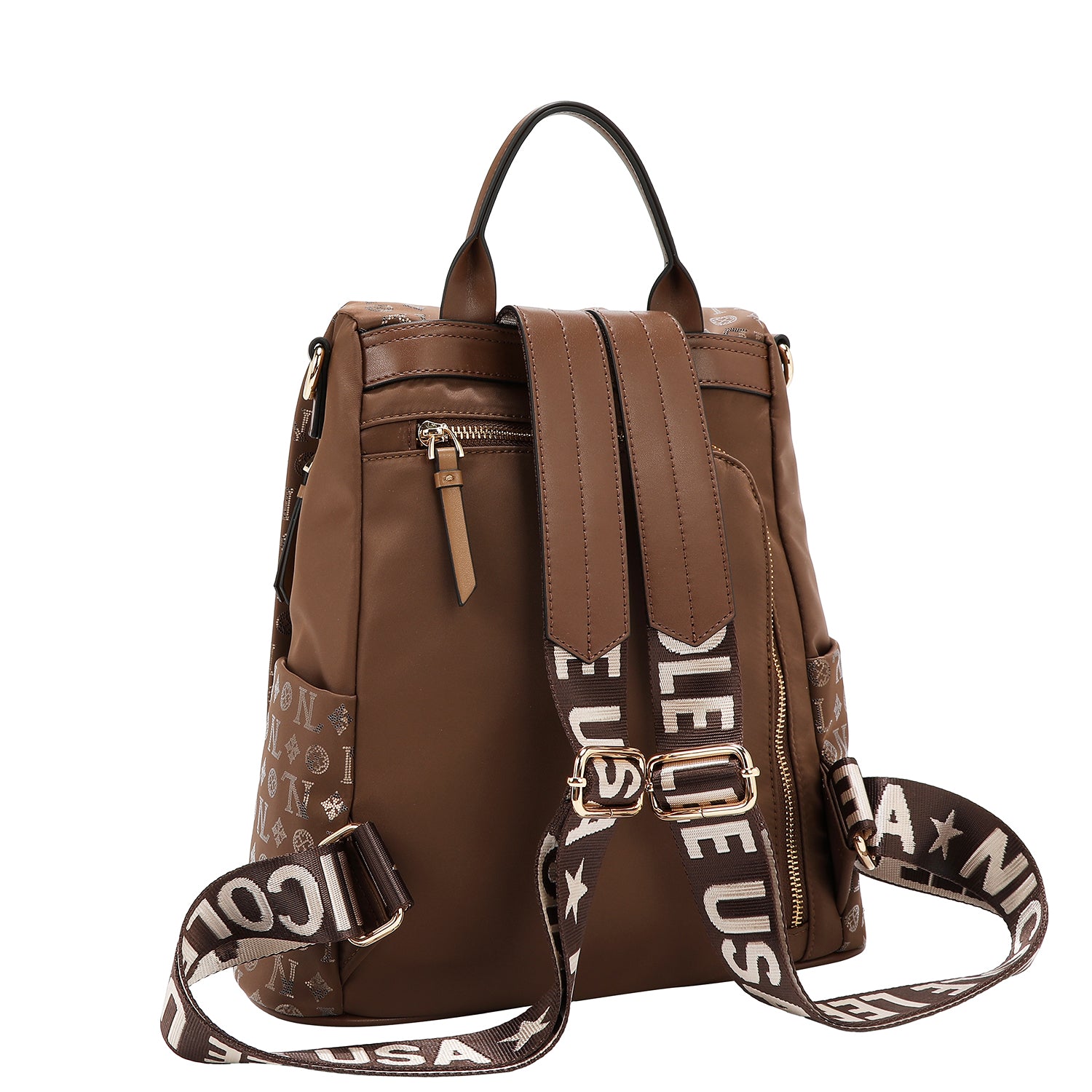 BACKPACK WITH MONOGRAM LOGO (BROWN)