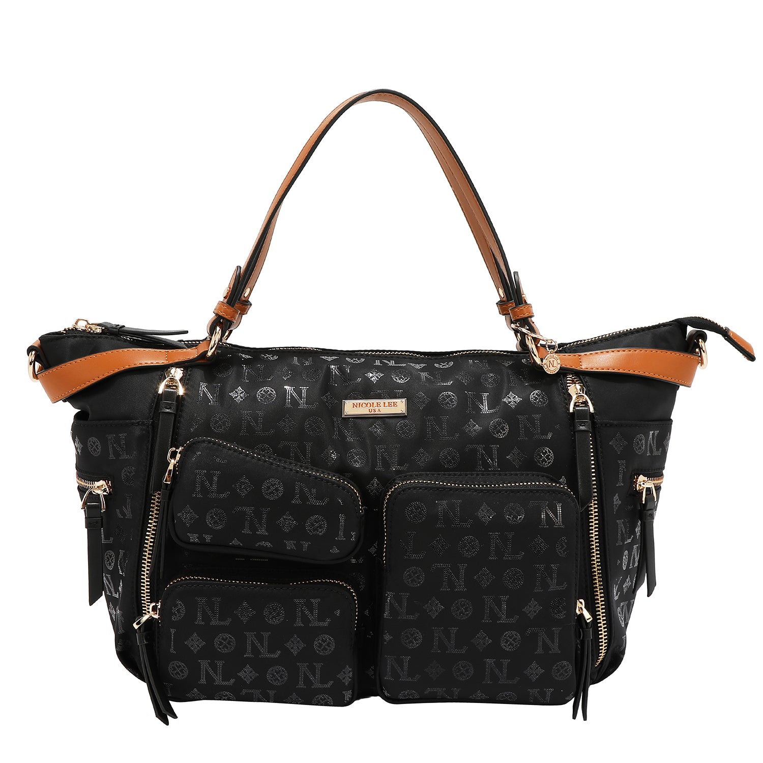 MONOGRAM LOGO SHOPPING BAG (BLACK)