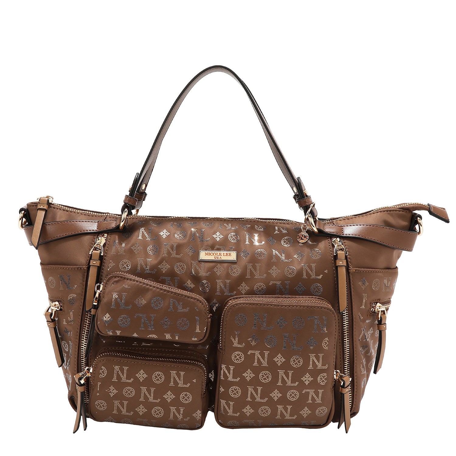BORSA SHOPPING CON LOGO MONOGRAMMA (MARRONE)