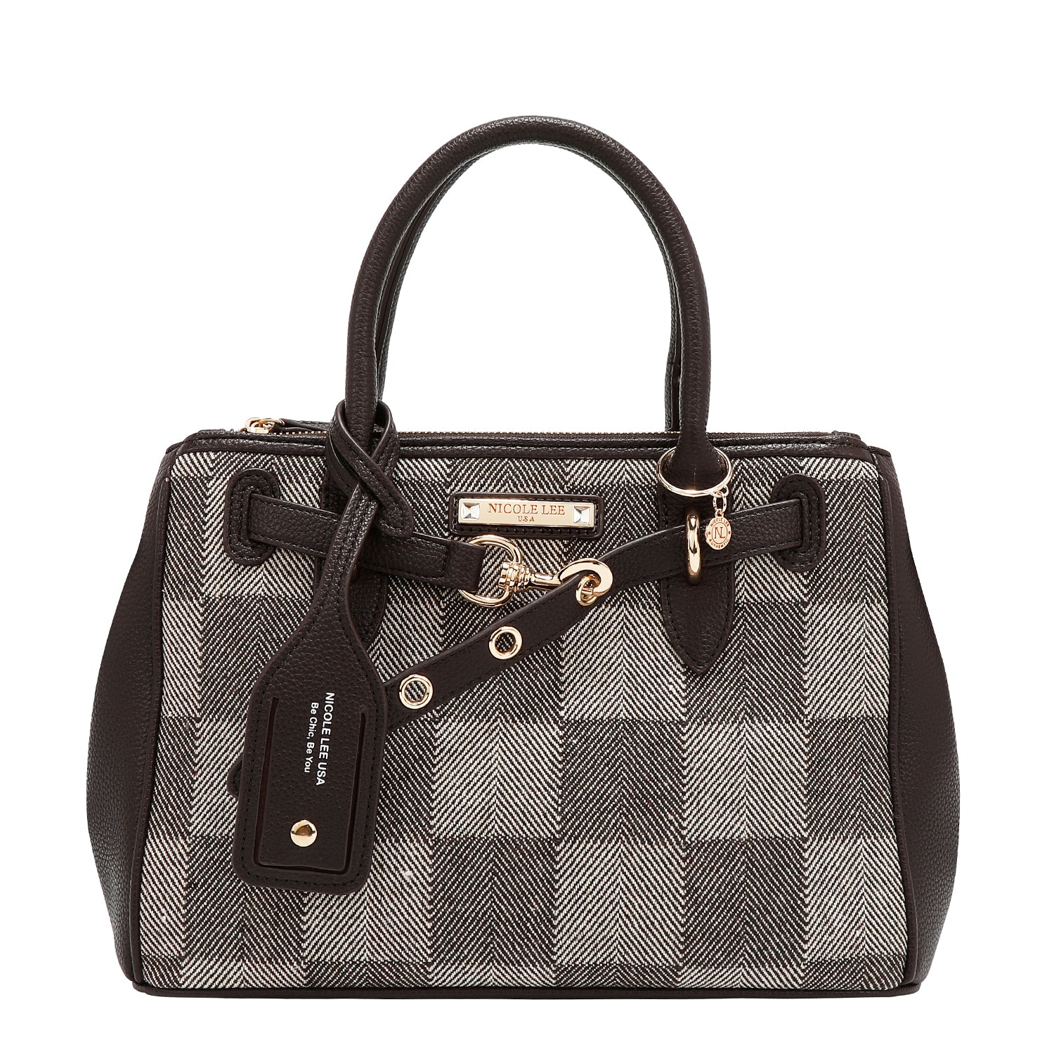 BOLSO DE CUADROS CHIC (MARRON)