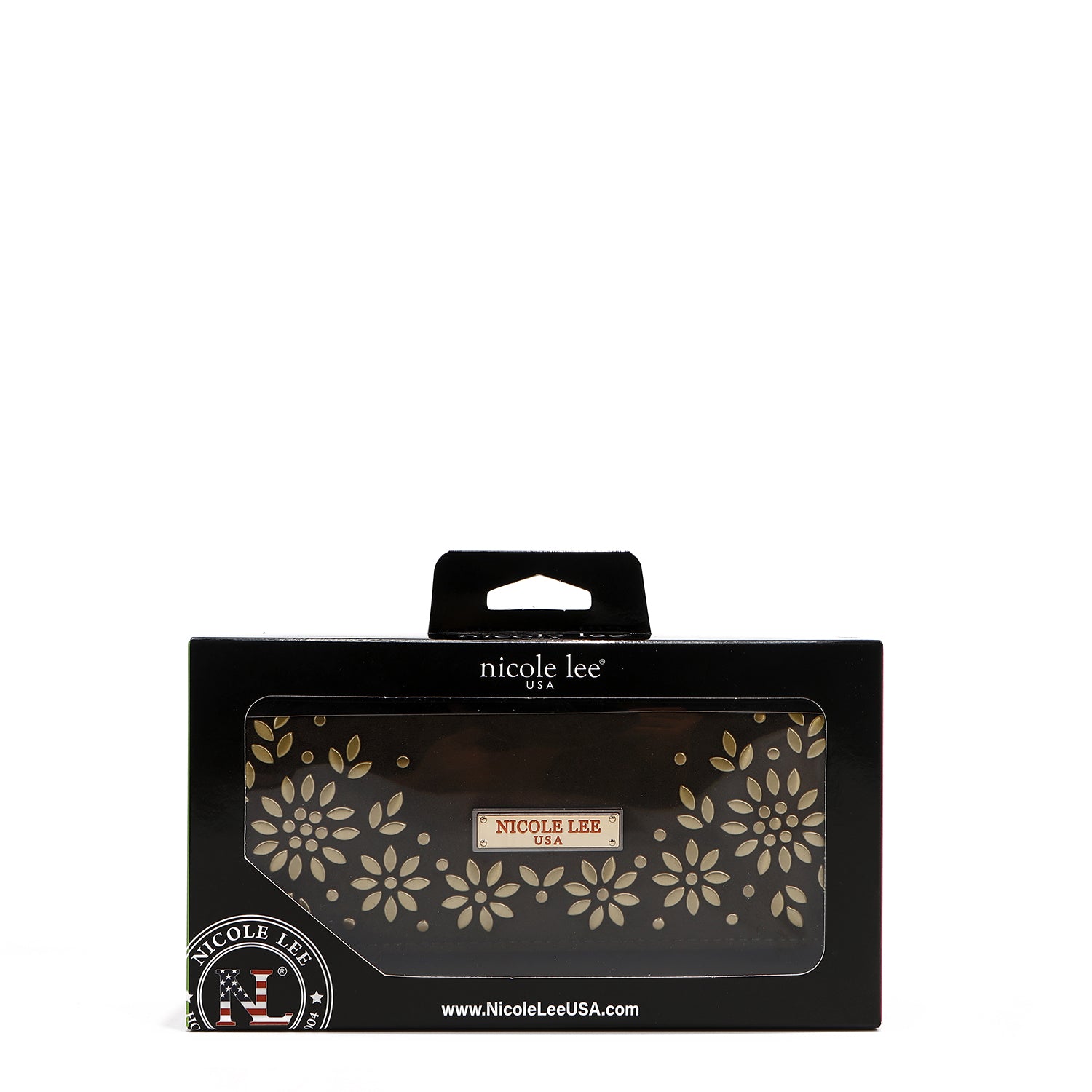 LONG TRIPLE WALLET WITH FLORAL DESIGN (OLIVE)