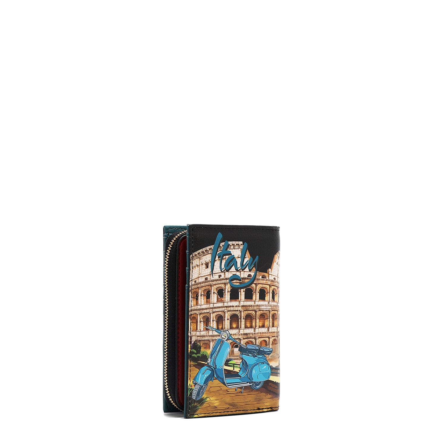 FOLDABLE WALLET WITH CENTRAL ZIP (<tc>MARTHA TRAVELS ITALY</tc>)