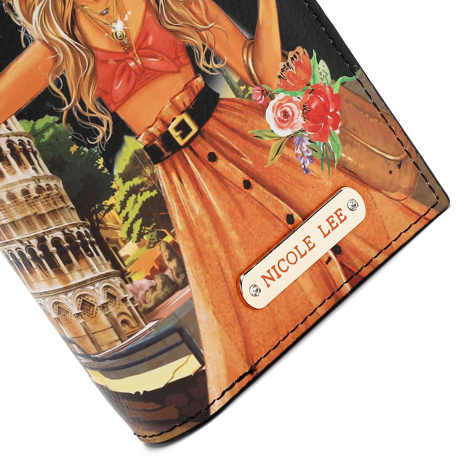 FOLDABLE WALLET WITH CENTRAL ZIP (<tc>MARTHA TRAVELS ITALY</tc>)