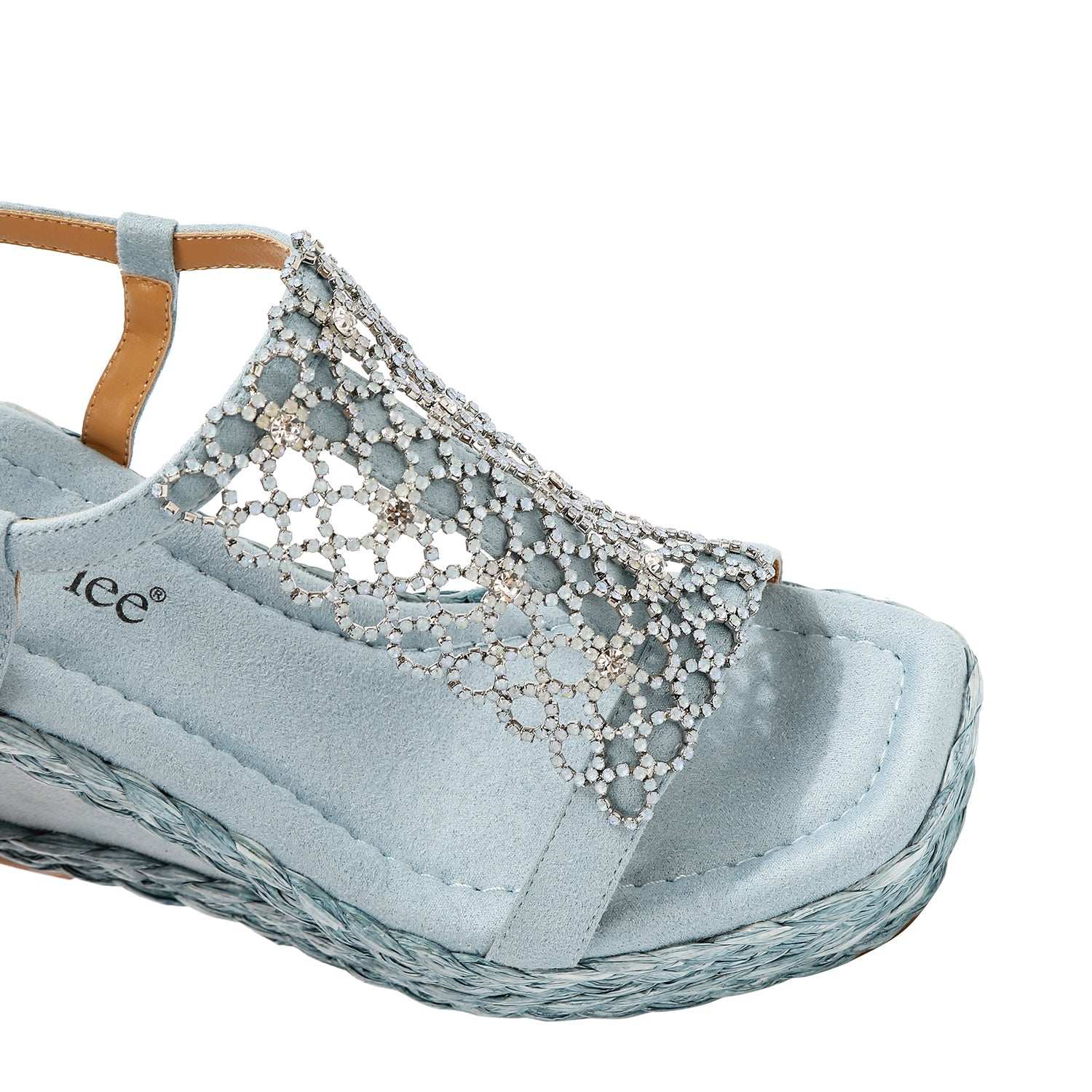 SANDAL WITH PLATFORM AND CRYSTAL CHAIN ​​(BLUE)