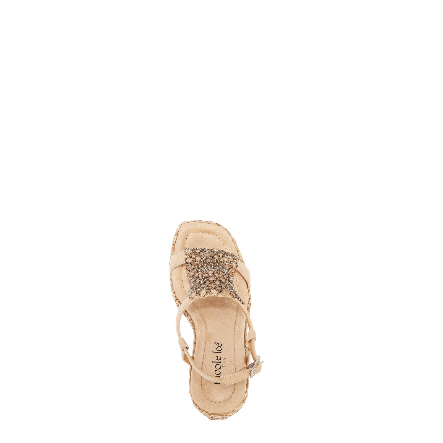 SANDAL WITH PLATFORM AND CRYSTAL CHAIN ​​(NATURAL)