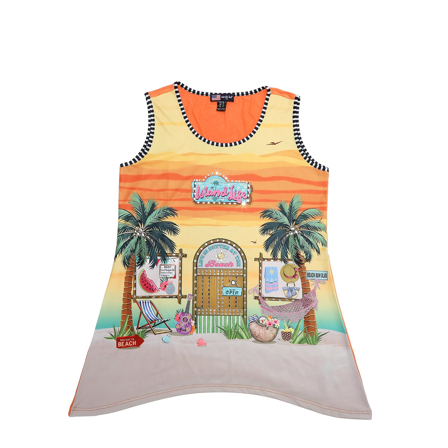 TOP TUNICA NICOLE LEE CON BRILLOS (SUN & SAND)