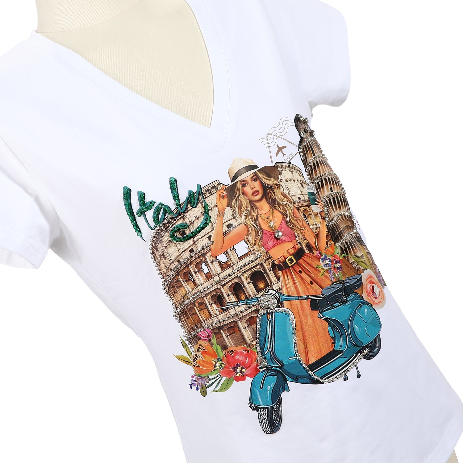 MAGLIETTA MODA CON SCOLLO A V (<tc>MARTHA TRAVELS ITALY</tc>)