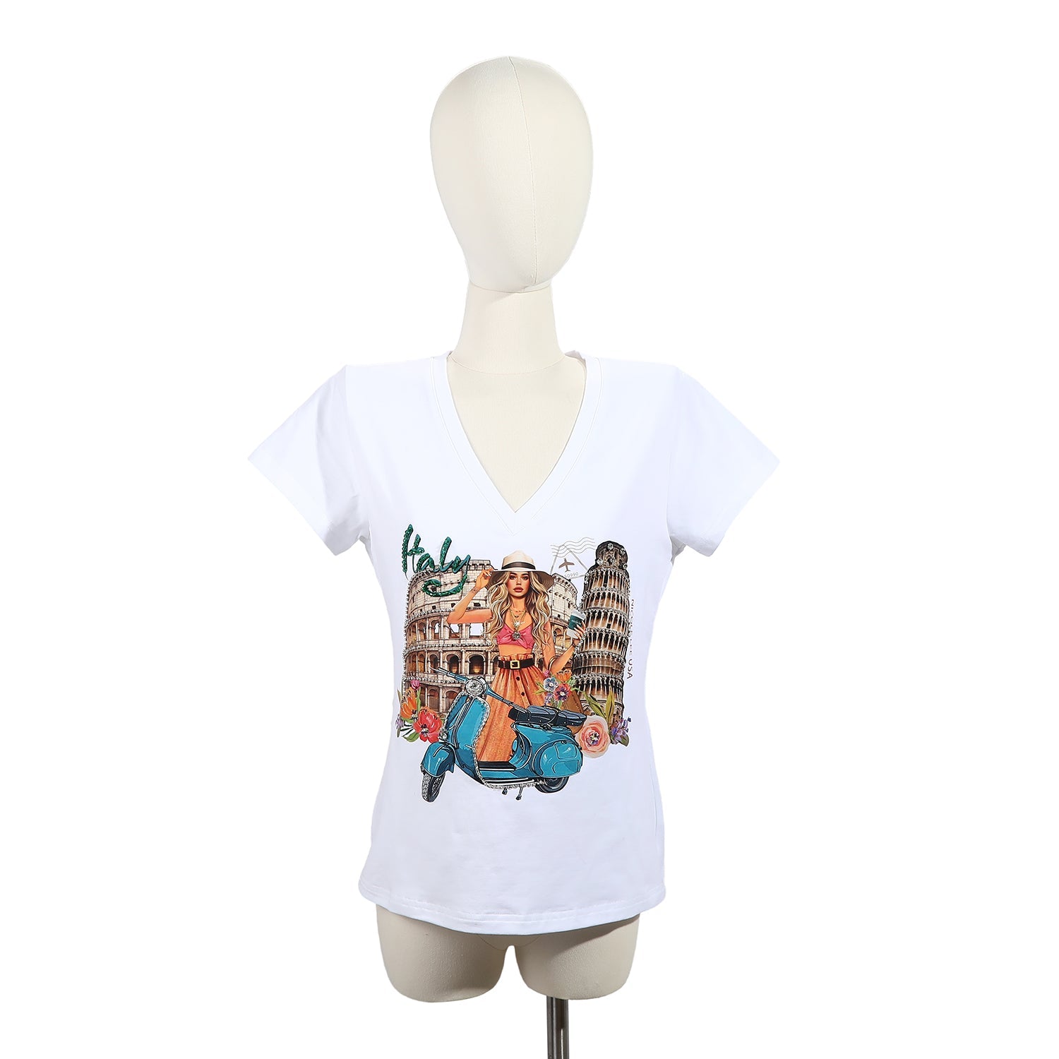 MAGLIETTA MODA CON SCOLLO A V (<tc>MARTHA TRAVELS ITALY</tc>)