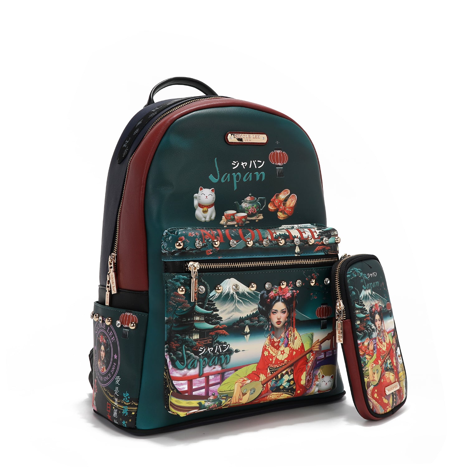 MOCHILA GRANDE CON PUERTO DE CARGA USB Y BOLSA (AKIKO LA BELLEZA)