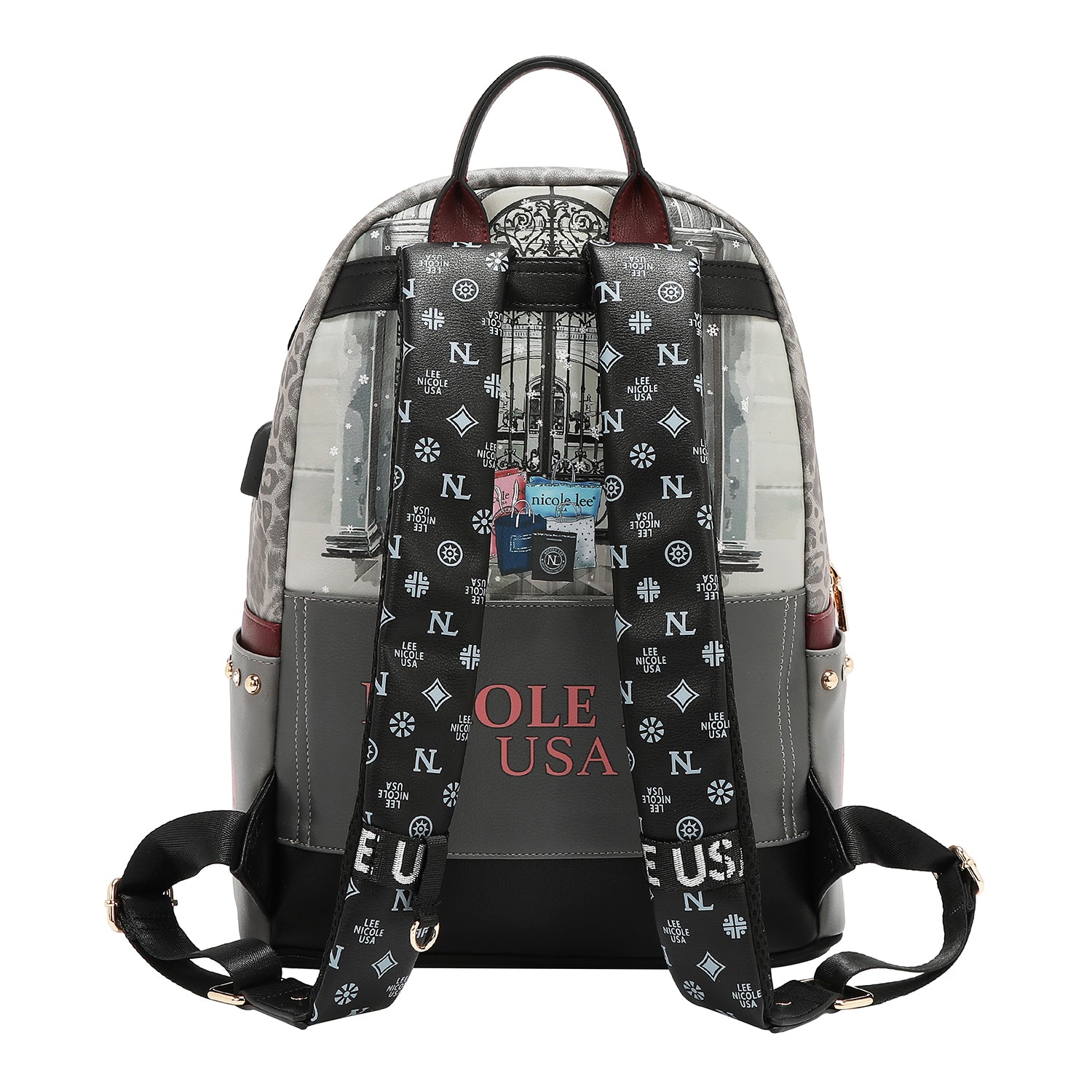 LARGE FASHIONABLE BACKPACK WITH USB CHARGING PORT AND BAG (<tc>MODA SNOWFLAKE</tc>)