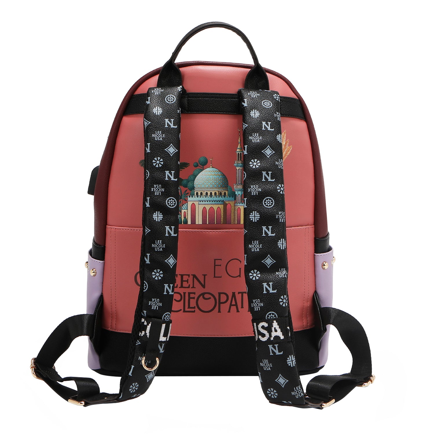 ZAINO GRANDE ALLA MODA CON PORTA DI RICARICA USB E BORSA (<tc>QUEEN CLEOPATRA</tc>)