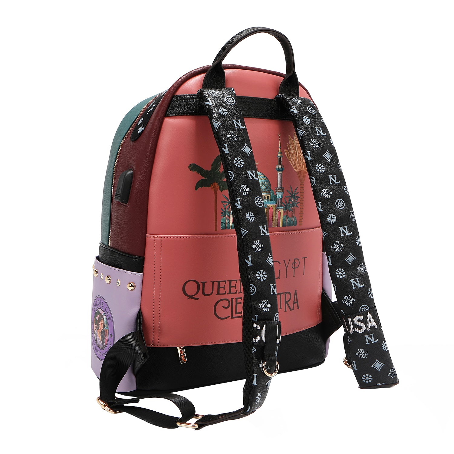 ZAINO GRANDE ALLA MODA CON PORTA DI RICARICA USB E BORSA (<tc>QUEEN CLEOPATRA</tc>)