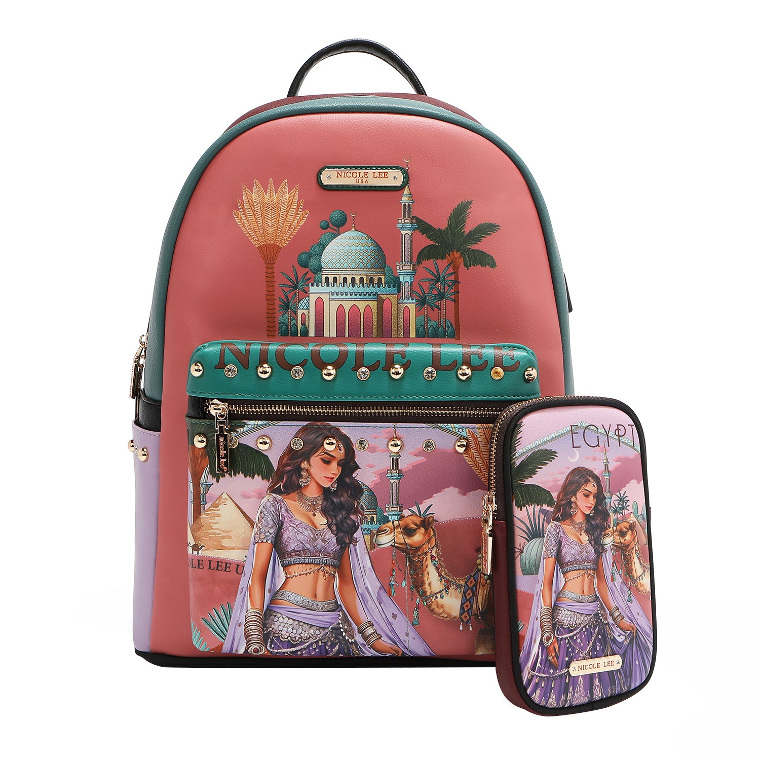 ZAINO GRANDE ALLA MODA CON PORTA DI RICARICA USB E BORSA (<tc>QUEEN CLEOPATRA</tc>)
