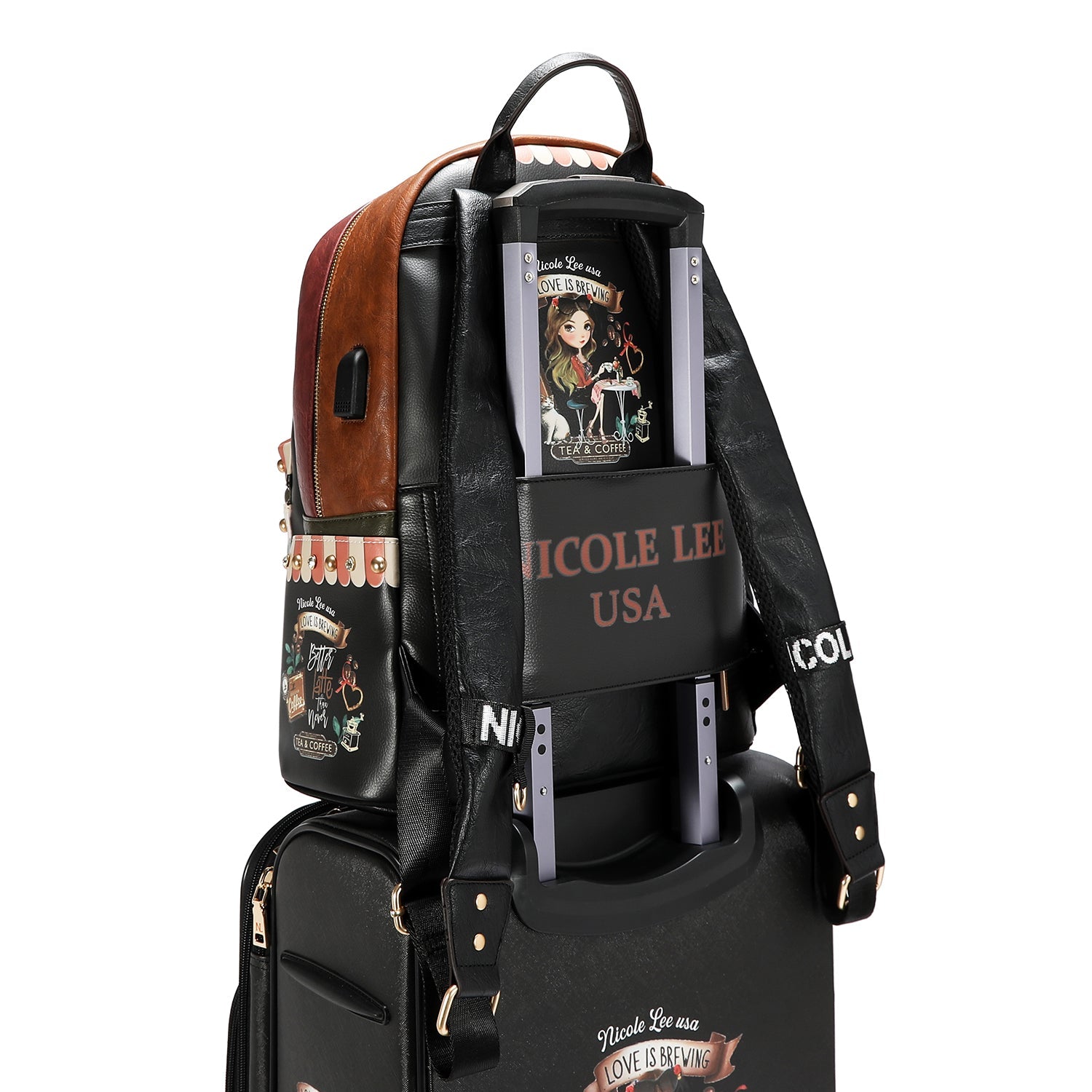 MOCHILA GRANDE DE MODA CON PUERTO DE CARGA USB Y BOLSA (VIRTUAL FRIEND)